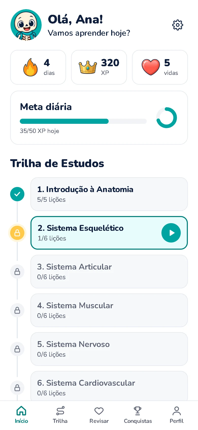Tela inicial do app